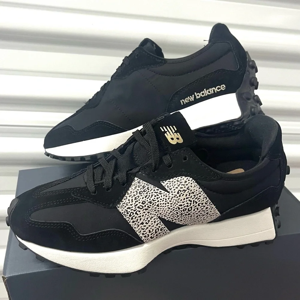 New Balance 327 Animal Print Logo Casual Women Sneakers Black Leopard various sz - Picture 5 of 11